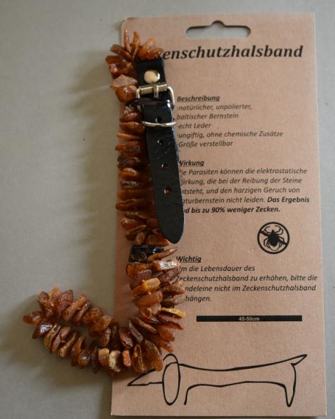Zeckenschutzhalsband Bernstein für Hunde schwarz bis 50 cm